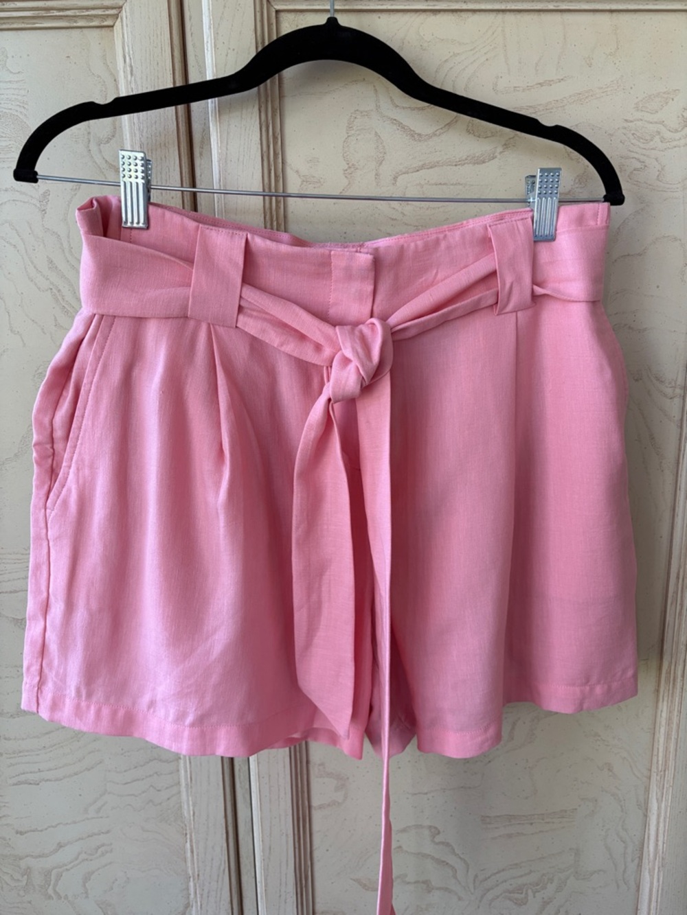 Spartina 449 Peach Paperbag High-Waist Tie-Belt Shorts